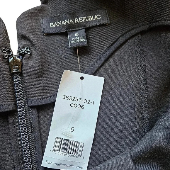 New With Tag Banana‎ Republic Black Scallop Edge Stretch Sheath Dress Size 6 - Picture 4 of 10